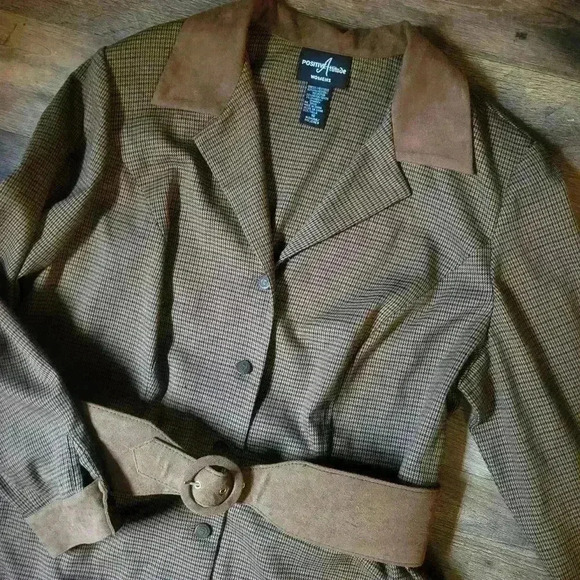 Vintage Positive Attitude 2-Piece Duster Coat With Belt Size 16 - Picture 2 of 11